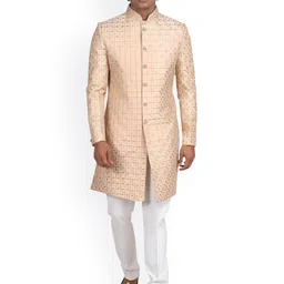 sven suits Floral Embroidered Mandarin Collar Long Sleeve Sherwani-picture-40