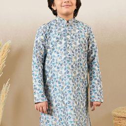 Here&Now X Sanwara Boys Floral Printed Thread Work Regular Pure Cotton Kurta-image-31