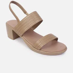 DressBerry Women Textured Open Toe Block Heel Sandals-2