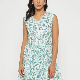 Madame Women Cotton Floral Print Fit & Flare Dress-image-29