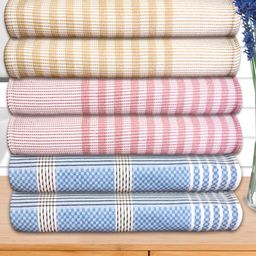 Athom Living Blue & Pink 5 Pieces Striped Cotton 210 GSM Bath Towels-picture-28