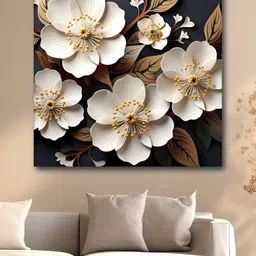 Myntra Elegant Homes White & Black Floral Printed Canvas Wall Art-21