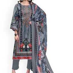 DRAVINAM Trends Floral Embroidered Thread Work Pure Cotton Unstitched Dress Material-image-38