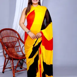 VL SAREES Colourblocked Pure Chiffon Leheriya Saree-picture-27