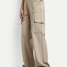 Next One Women Smart Straight Fit High-Rise Easy Wash Cargos Trousers-picture-9