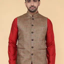 ZOIS Men Woven Design Nehru Jackets-16