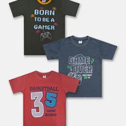 Here&Now X Game Begins Boys Set of 3 Assorted Printed T-shirts-17