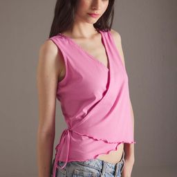 Trendyol Women Cotton V-Neck Sleeveless Wrap CropTop-picture-48