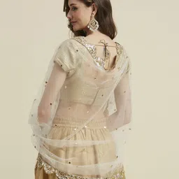 Dupatta Bazaar Floral Embroidered Sequinned Net Dupatta image 4