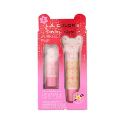 L.A colors 2Pcs Cutie Besties Duo Lip Oil & Lip Balm Set - Purrty Pairs-13