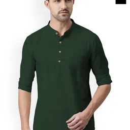 univibe Selection Of 2 Mandarin Collar Pure Cotton Straight Kurtas-image-58