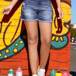 KATLINE Women Slim Fit Denim Shorts-picture-42
