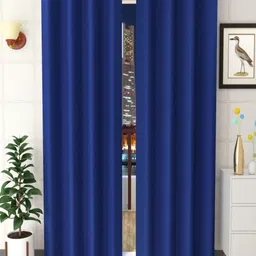 Aura Navy Blue 2 Pieces Black Out Window Curtains-image-70