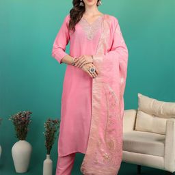 NEW ETHNIC 4 YOU Women Floral Embroidered Kurta with Trousers & Dupatta-image-97