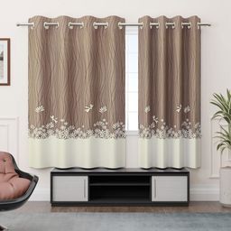 Aura Cream & White 2 Pieces Floral Printed Room Darkening Door Curtain-picture-17