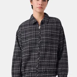 Pepe Jeans Women Spread Collar Checked Cotton Tailored Jacket-picture-7
