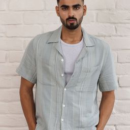 Uncluttered Closet Regular Fit Striped Cuban Collar Casual Shirt-picture-12