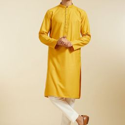 Diwas by Manyavar Floral Embroidered Mandarin Collar Cotton Straight Kurta & Trousers-picture-36