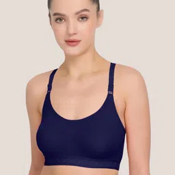 POOJA RAGENEE Navy Blue Non-Wired Non Padded Seamless Workout Bra-picture-30