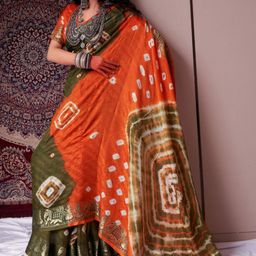 Bandhanivilla Printed Zari Pure Silk Bandhani Saree-picture-21