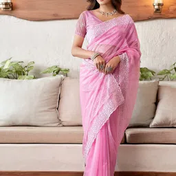 DIVASTRI Floral Embroidered Organza Designer Saree-picture-1