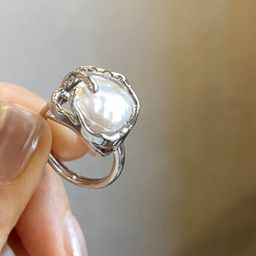 StyleCast Elegant Silver-Plated Pearls Beaded Round Shaped Finger Ring-image-11