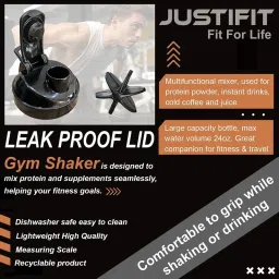 justifit Shaker Bottle with Whisk Ball | Gym 700 ml Shaker 700 ml Shaker image 3