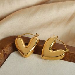 PALMONAS 18k Gold Plated Love Stainless Steel Hoop Earrings-image-45