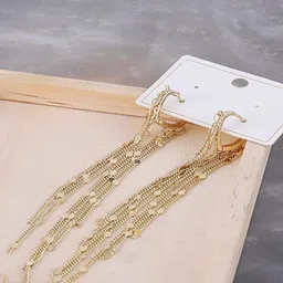 SEAA ENTERPRISES Gold-Plated Tasselled Contemporary Drop Earrings-65