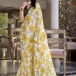 LOOKNBOOK ART Floral Beads and Stones Pure Georgette Tussar Saree-image-60