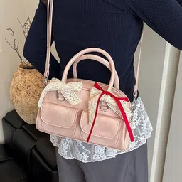StyleCast x Revolte Women Solid Structured Bow Detail Handheld Bag-40
