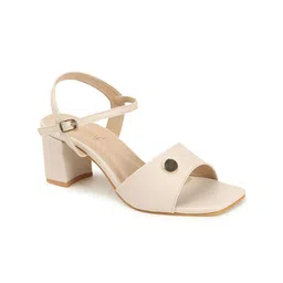 DressBerry Textured Party Block Sandals with Buckles-9