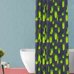 ArtzFolio Black & Green Printed Waterproof Shower Curtain-image-45
