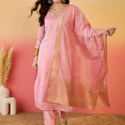 Sangria Zari Sequence Embroidered Kurta Trousers & Dupatta image 4