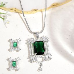 ORANGENYSHA Rhodium-Plated American Diamond & Cubic Zirconia Studded Jewellery Set-9