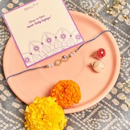 SALTY Set Of 4 Peal Infinite Evil Eye Rakhis With Greeting Card & Roli Chawal-58