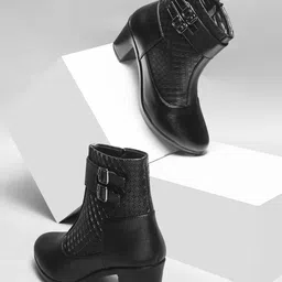 Killer Women Round Toe Block Heel Boots-49