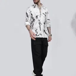 Eszett Abstract Dyed Long Sleeves Cotton Shirt-picture-1