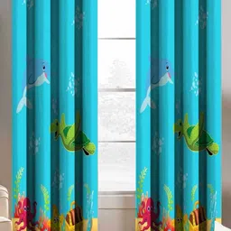 Aura Blue & Orange Set of 2 Window Curtain-20