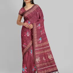 Avyay Creation Floral Tussar Saree-image-44