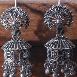 Niska Ghungroo Beaded Oxidised Dome Shaped Jhumkas-picture-15