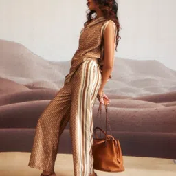 Dash and Dot Printed Off-Shoulder Top With Trouser image 2
