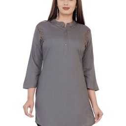 Jyoti Women Mandarin Collar Longline Top-image-77