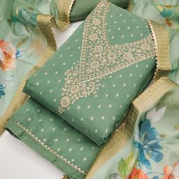 TAVAS Floral Embroidered Zari Unstitched Dress Material-17