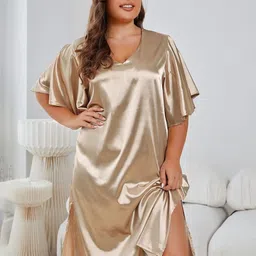 LULU & SKY Women Plus Size Side Slit Shift Nightdress-image-24