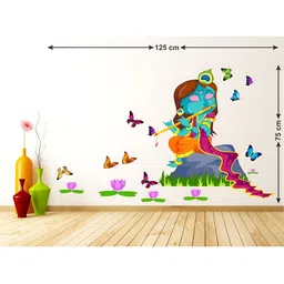 LANSTICK Black Splash-Proof Eco-Friendly God Krishna With Butterfly Wallpaper-image-12