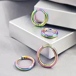 Crazy Fashion Stainless Steel Circular Hoop Earrings-32