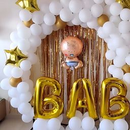 Special You 44 Pcs White & Yellow Balloons & Banner Festive Decor-picture-6