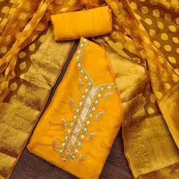 KALINI Embroidered Pure Silk Unstitched Dress Material-image-71
