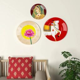 Traditional Indian Themed Ceramic Decorative Wall Plates Pack of 3-image-26